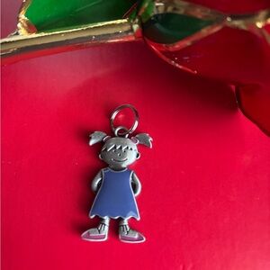 Charming Silver and Blue Girl Pendant Necklace